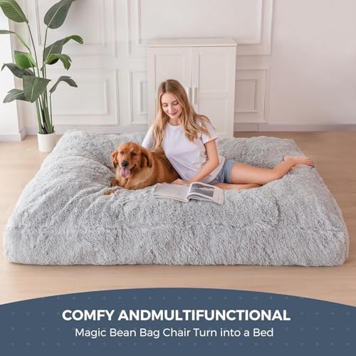MAXYOYO Giant Bean Bag Chair Bed for Adults, Convertible Floor Sofa G466