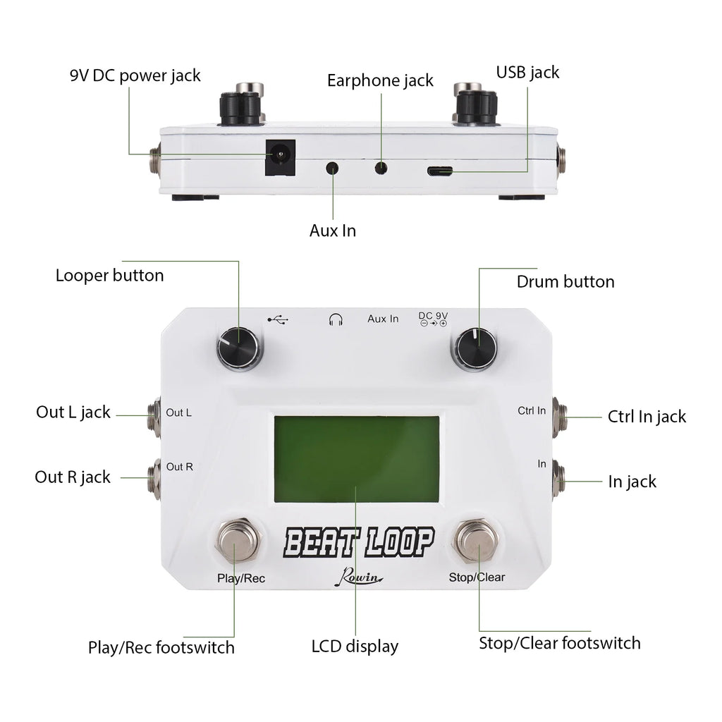 Nebublu Audio Effect Machine Pedal 40 Drums LCD Display 3.5mm Input J32853