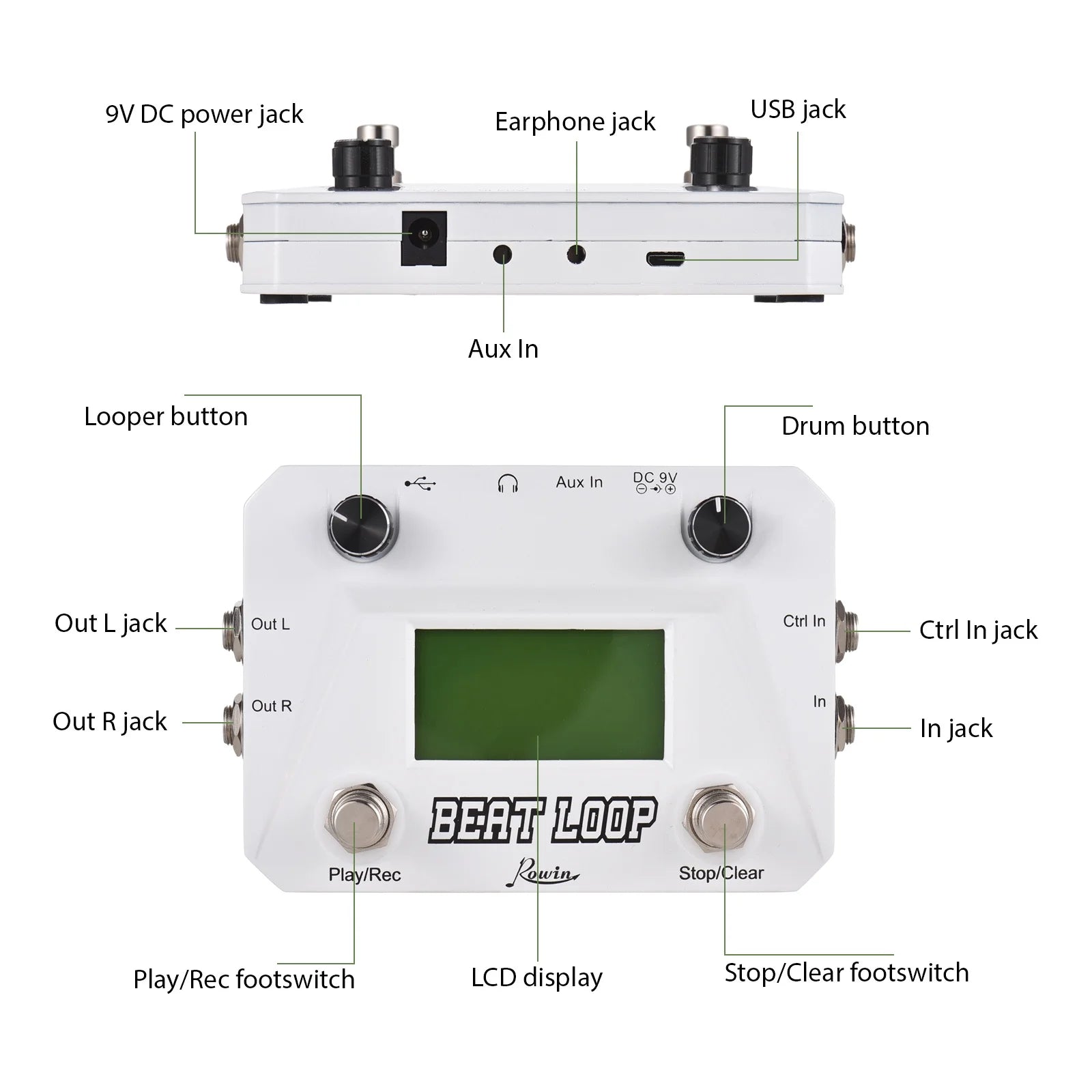 Nebublu Audio Effect Machine Pedal 40 Drums LCD Display 3.5mm Input J32853
