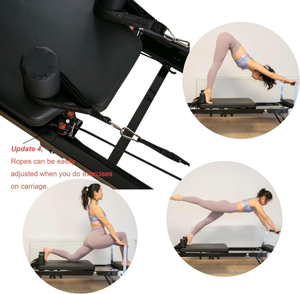 Foldable Pilates Reformer Machine for Home with Alloy Springs E24840