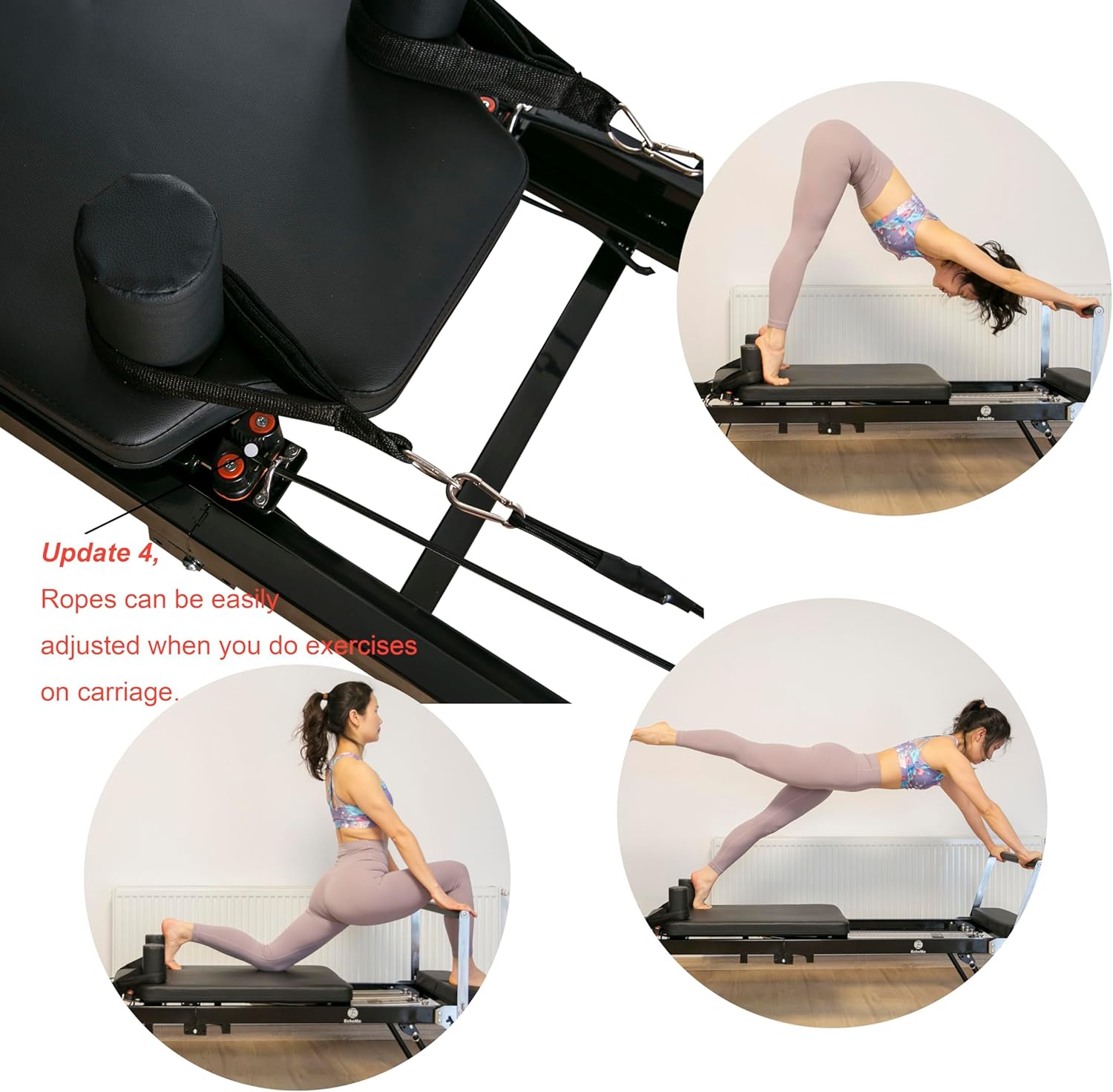Foldable Pilates Reformer Machine for Home with Alloy Springs E24840