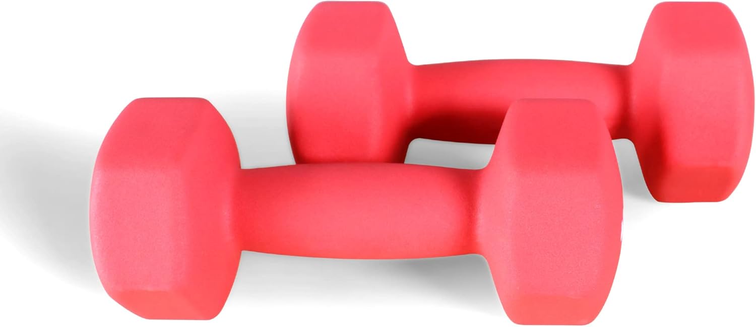 Signature Fitness Set of 2 Neoprene Dumbbell Hand Weights, Anti-Slip, Hex Shape, 10-Pound Pair H25195