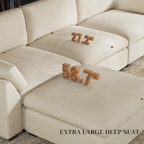 Belffin Extra Large Modular Sectional Sofa, 4-Seater L Shaped Velvet Couch, Black A1471