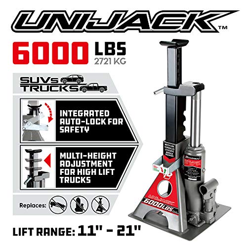 Powerbuilt 3 Ton Bottle Jack and Jack Stands in One, 6000 lb Capacity V6309