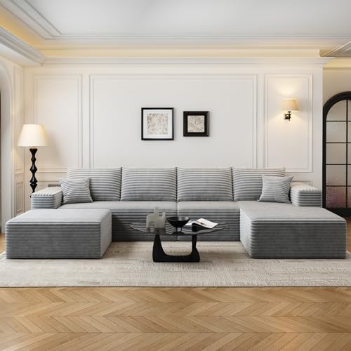Cloud Modular Sectional Sofa with Ottoman, U Shaped, Black M332378