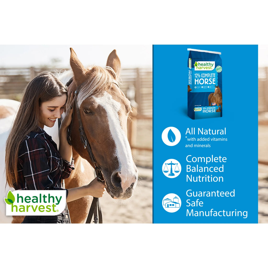 Healthy Harvest All Natural 12% Complete Horse Feed Pellets for Mature Horses, 40 lb R64616