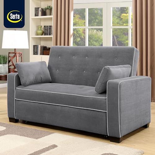 Serta Ainsley Convertible Sleeper Sofa Queen Size Navy Velvet V951