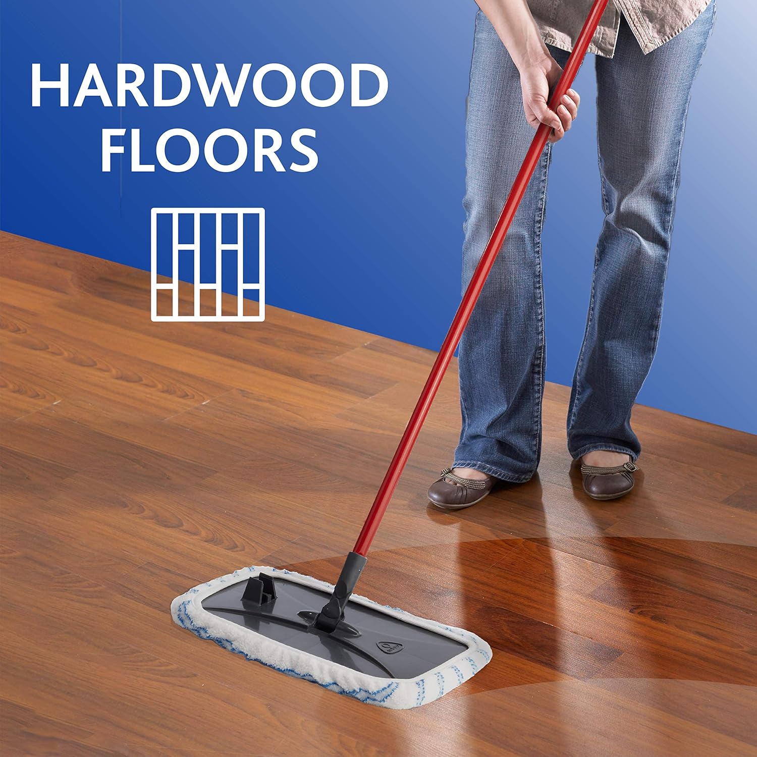 O-Cedar Hardwood Floor 'N More Microfiber Mop Refill, Blue/White I8211