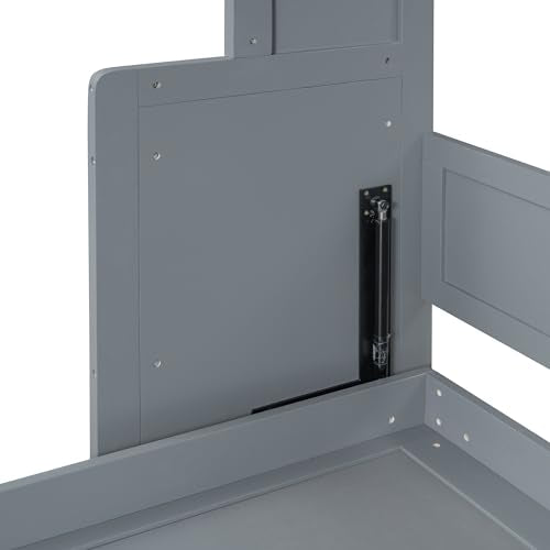 Queen Size Murphy Bed Wall Bed with Closet and Drawers, Gray P80410