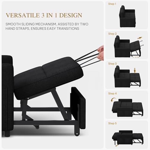 YITAHOME 55" Convertible Sofa Bed 3-in-1 Sleeper Sofa with Iron Frame, Grey L176893