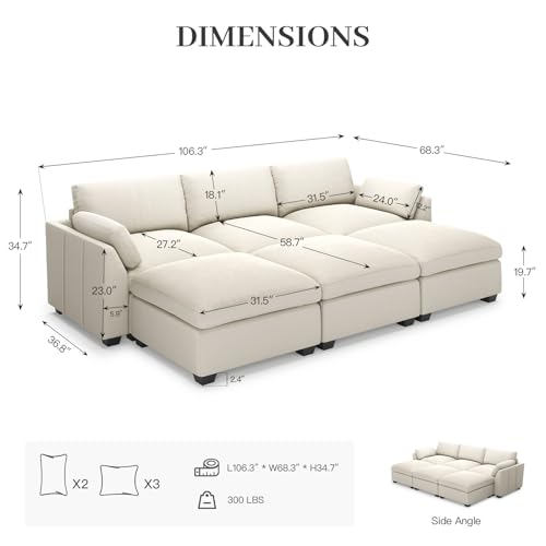 Belffin Extra Large Modular Sectional Sofa, 4-Seater L Shaped Velvet Couch, Black A1471
