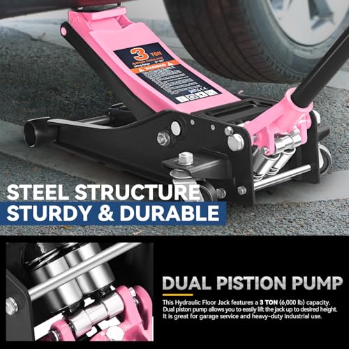 Auto Dynasty 4 Ton Low Profile Floor Jack, Heavy Duty Steel Hydraulic, Yellow B7990