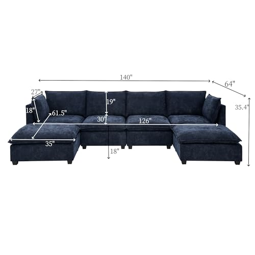 Oversized Modular Sectional Sofa with Movable Ottoman E909
