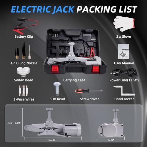 STANDTALL Electric Car Jack 3T 12V Scissor Floor Jack Set for Sedans and SUV Y29463
