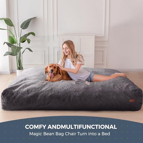 MAXYOYO Giant Bean Bag Chair Bed for Adults, Convertible Floor Sofa G466