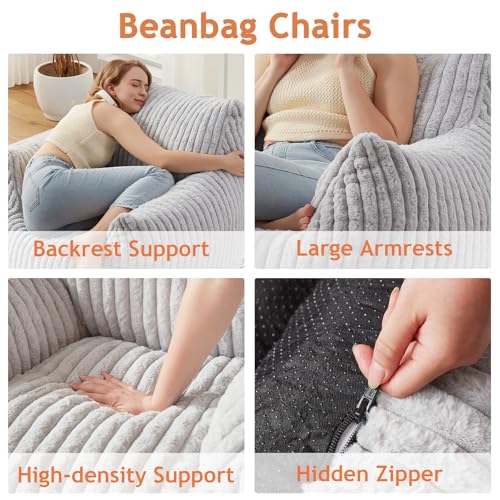 Giant Bean Bag Chair with Filling and Armrests for Adults Teens P241564
