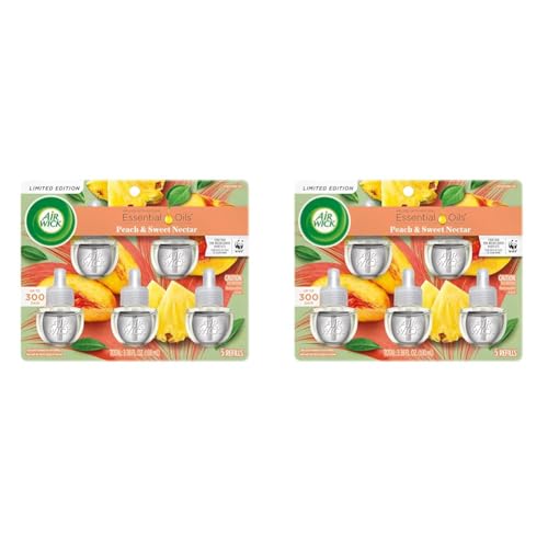 Air Wick Plug in Scented Oil Refill, 5 ct, Hibiscus and Blooming Orchids, Air Freshener, Essential Oils, Spring Collection