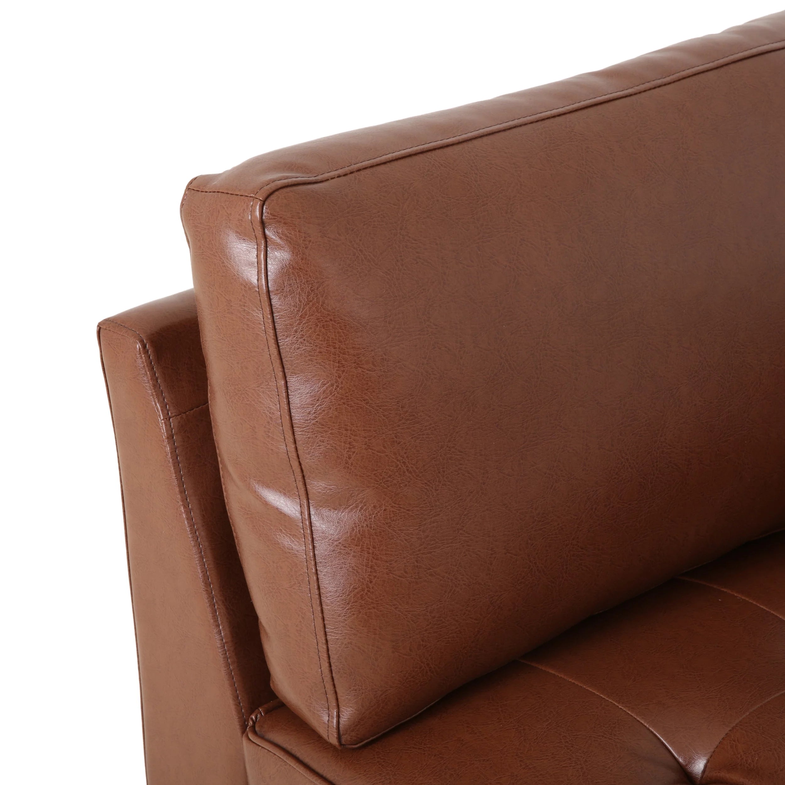 GDF Studio Hixon Faux Leather Tufted Chaise Lounge, Cognac Brown X215