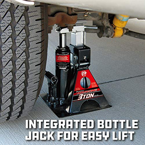 Powerbuilt 3 Ton All-in-One Bottle Jack and Jack Stands, 6000 lb Car Lift J927