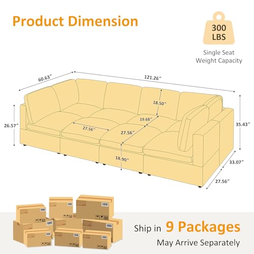 Modular Sectional Sofa with Ottoman for Small Apartments U669203