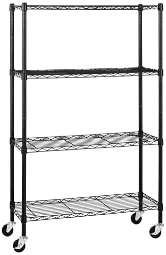 Amazon Basics 5-Shelf Heavy Duty Storage Shelving Unit on Casters, Black A813013