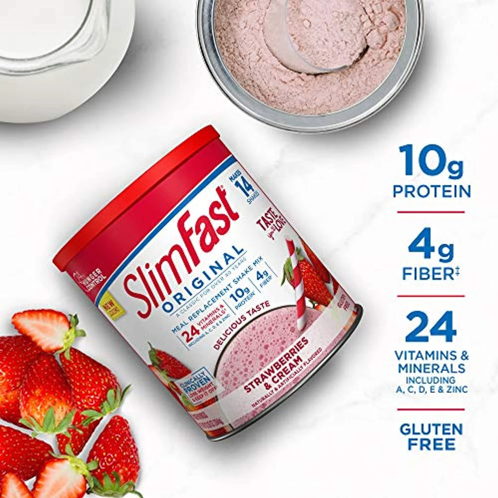 Slimfast Meal Replacement Powder, Strawberries & Cream, 14 Servings F761