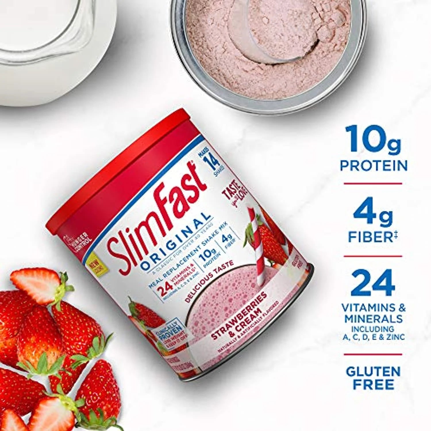 Slimfast Meal Replacement Powder, Strawberries & Cream, 14 Servings F761