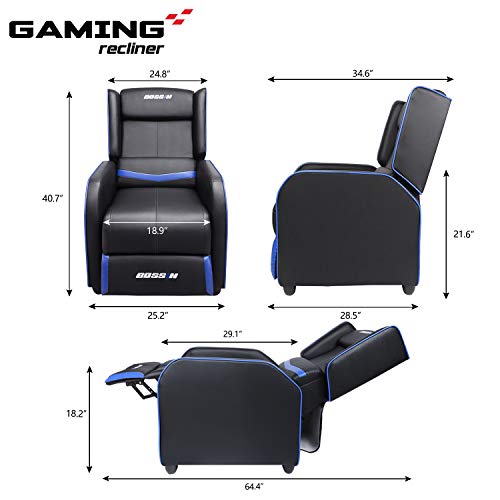 LEMBERI Gaming Recliner Chair PU Leather Ergonomic Racing Style Grey B4055