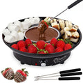 Dippin' Delights Premium Fondue Pot Electric Set - Perfect Chocolate Fondue Set for Parties, Gifting, and Date Night -Easy to Use & Clean - Detachable Tray w/4 Roasting Forks - Electric Fondue Pot Set