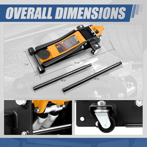 Auto Dynasty 4 Ton Low Profile Floor Jack, Heavy Duty Steel Hydraulic, Yellow B7990