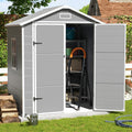 Outdoor Storage Shed, 6x4.5 FT Resin Shed with Floor and Lockable Door, Window & Vents, Tool Sheds & Outdoor Storage for Bike, Garbage Cans,Garden Accessories, Waterproof (Grey & White)