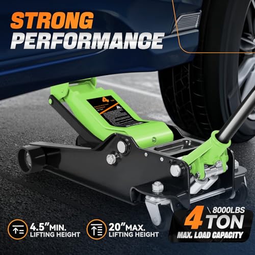 Auto Dynasty 4 Ton Low Profile Floor Jack, Heavy Duty Steel Hydraulic, Yellow B7990