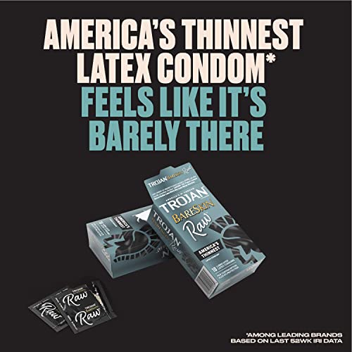 TROJAN BareSkin Raw Thin Condoms 24 Count with Trojan Raw Non-Latex Lubricated 10ct K155588