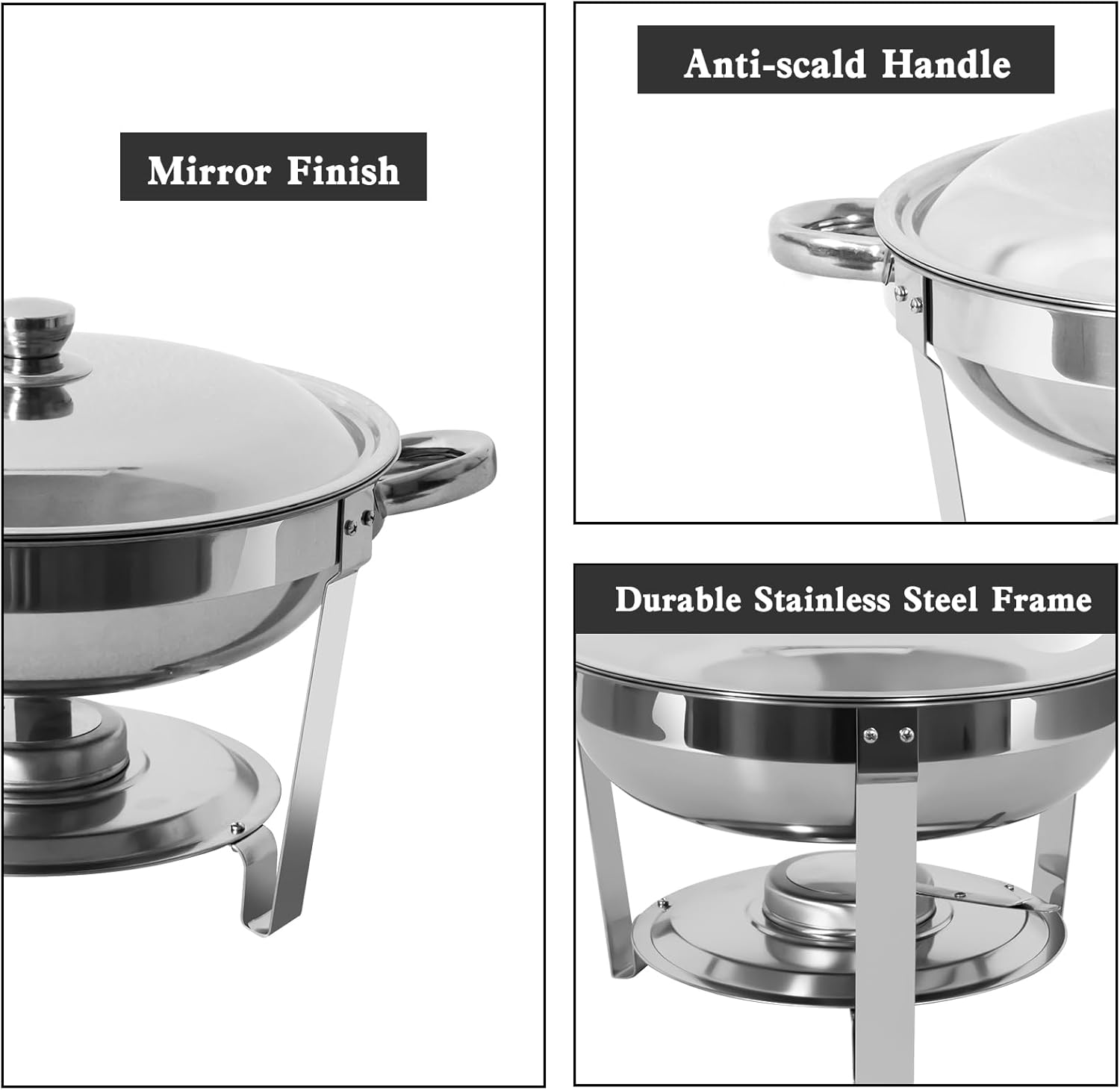 5 Qt Stainless Steel Chafing Dish Buffet Set 6 Pack V483