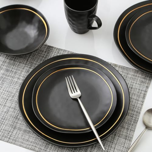Stone Lain Clara Porcelain Dinnerware Set, Black, 16-Piece E9836