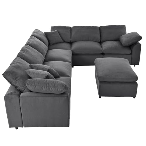 Oversized Modular Sectional Sofa with Movable Ottoman E909