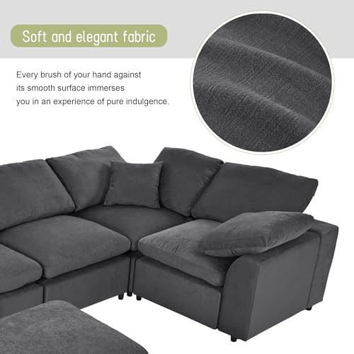 Oversized Modular Sectional Sofa with Movable Ottoman E909