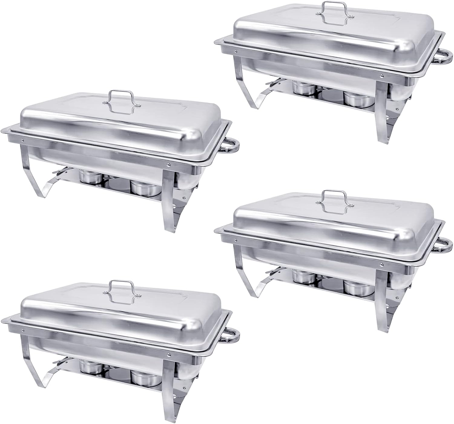 Chafing Dish Buffet Set 4 Pack 8QT Half Size Food Warmer Chafer Complete Set with Water Pan, Chafing Fuel Holder for Home Party, Buffets, Wedding, Banquet, Catering Events