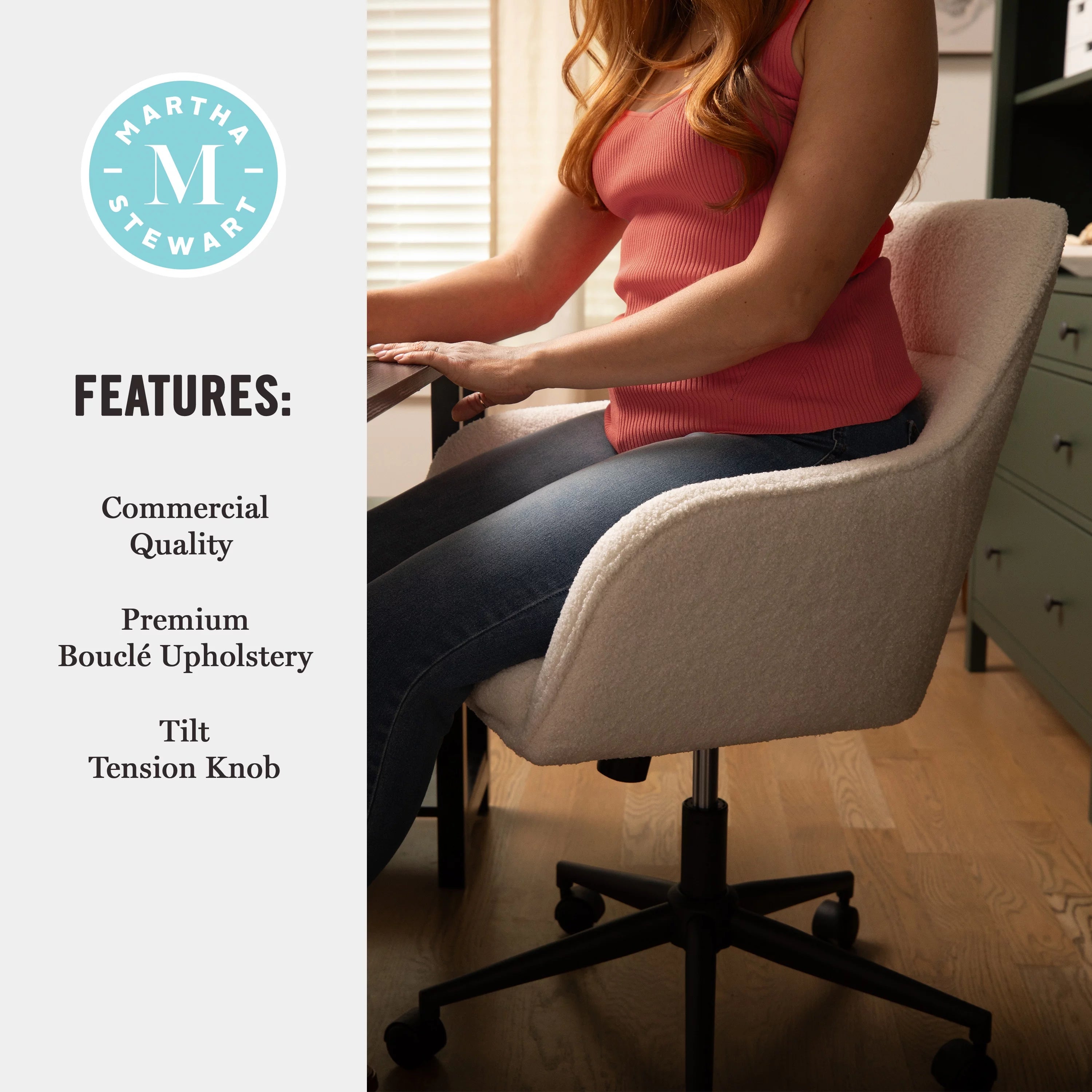 Martha Stewart Rayna Upholstered Office Chair, White/Oil Rubbed Bronze Q2991