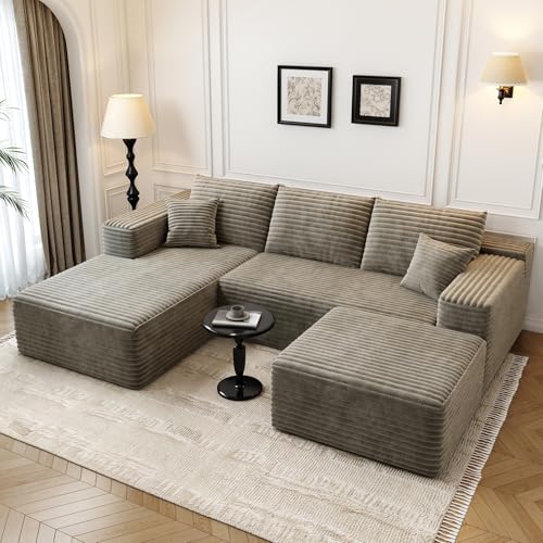 Cloud Modular Sectional Sofa with Ottoman, U Shaped, Black M332378