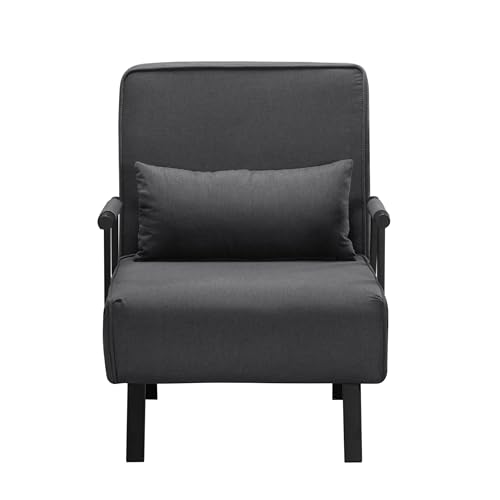 3 in 1 Sleeper Sofa Bed with Side Pocket, Black Convertible Futon Couch W34330