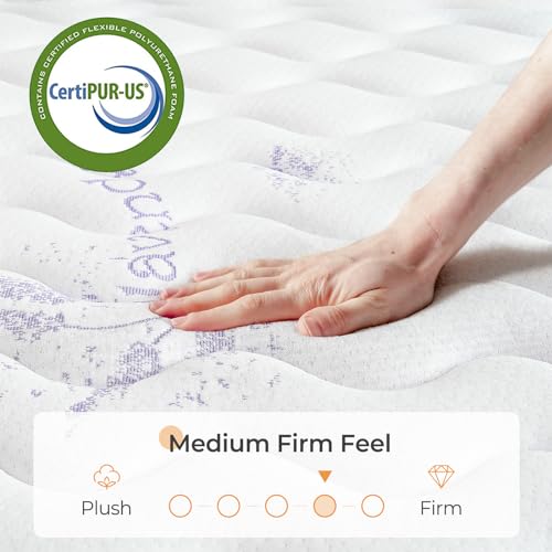 Vesgantti Twin Mattress 12 Inch Innerspring Hybrid with Memory Foam, Medium Firm J8200