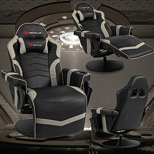 Goplus Massage Gaming Chair, Racing Recliner with Footrest, PU Leather N121