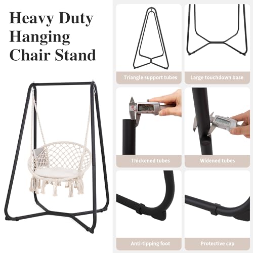 SUNCREAT Hammock Chair with Stand, Heavy Duty, 330 lbs Capacity, Grey Q865810