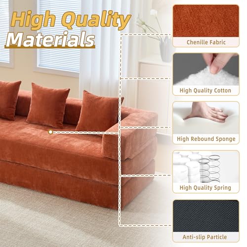 Corduroy Convertible Sleeper Sofa Bed with Pillow, Beige S401207