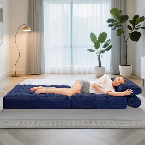 HABUTWAY Folding Sofa Bed Convertible Sleeper Chair with Dual-Pillow, Black D26880