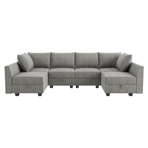 HONBAY Modular Sectional Sofa U Shaped with Storage, Grey G638
