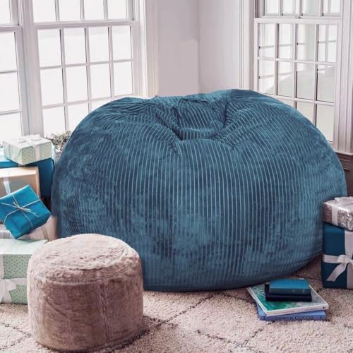 Faux Fur Bean Bag Chair for Adults with Filling, Blue J1419