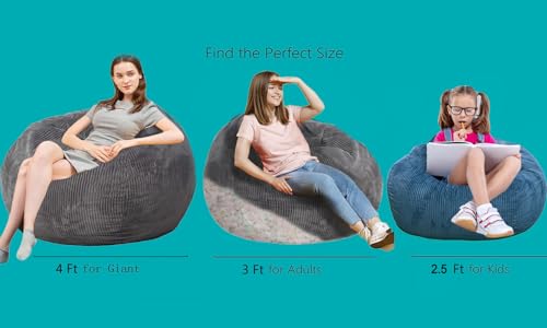 Faux Fur Bean Bag Chair for Adults with Filling, Blue J1419