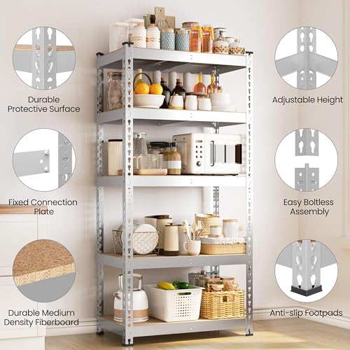 Yaheetech 5-Tier Heavy Duty Garage Shelving Unit, Adjustable Metal Storage Rack, Blue J339478
